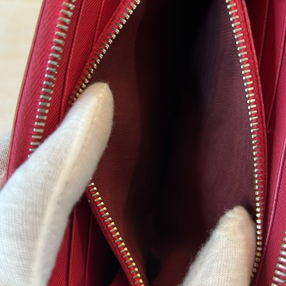 PRADA Saffiano Leather Zippy Zip Around Long Wallet with Bow | Pink | GUC - Picture 6 of 8